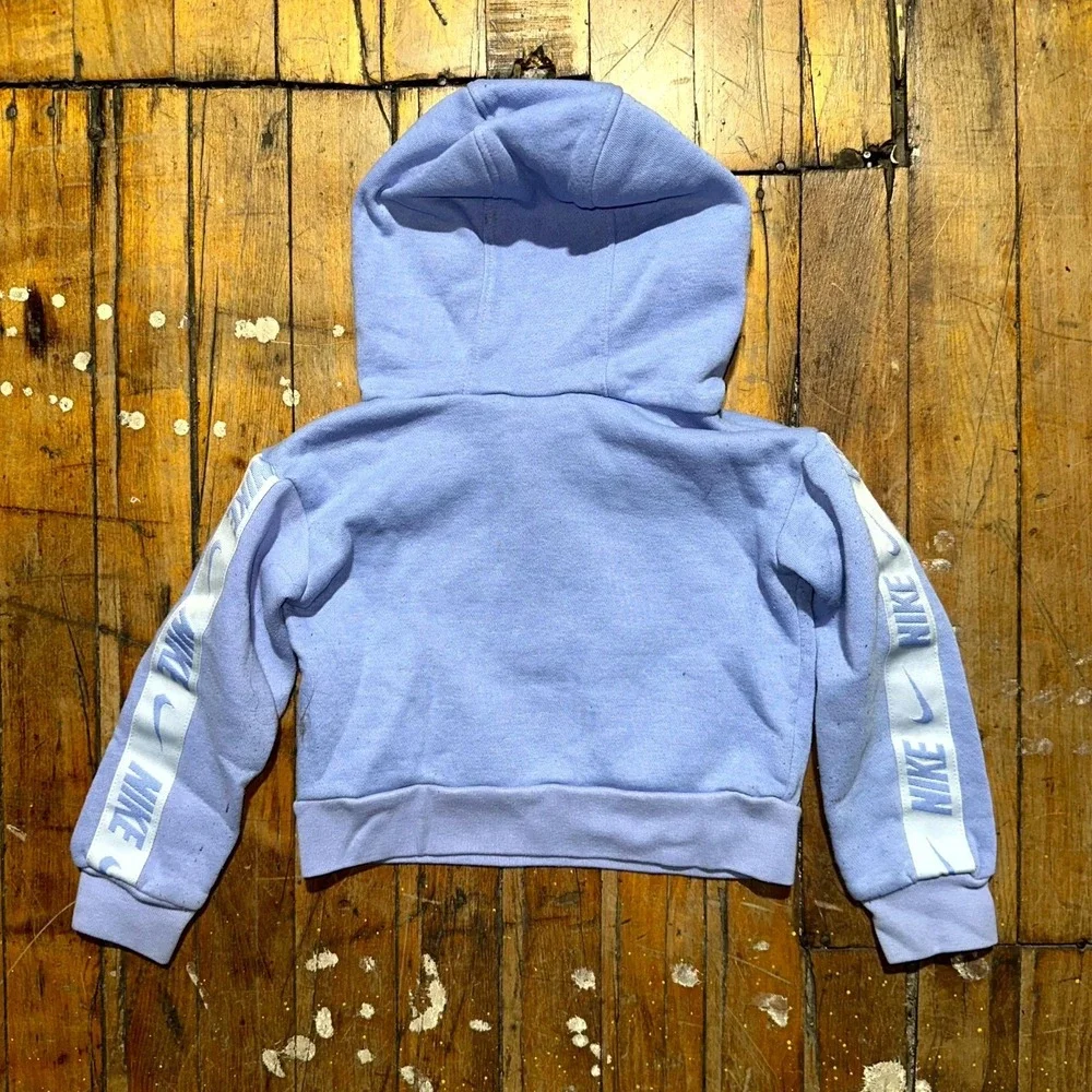 Nike Hoodie Kids 2T Blue Fleece Swoosh Logo Long Sleeve Kangaroo Pocket Pullover